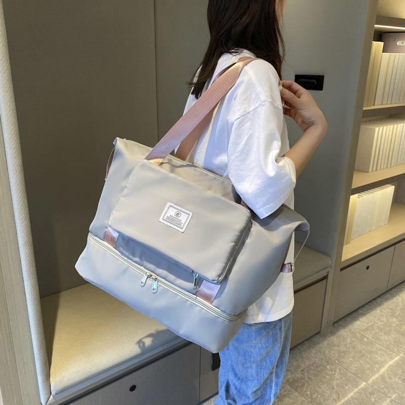 Large capacity short trip bag dry and wet separation fitness bag swimming bag hand luggage bag foldable portable