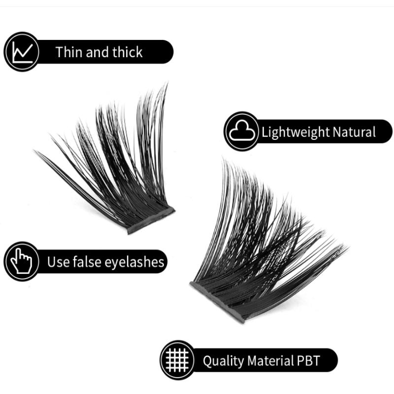 Individuelle Wimpernverlängerungen Flauschig Dicht Natürliche Büschel Falsche Wimpern Kit Segmentierte Wimpernverlängerung DIY Make-up Werkzeuge