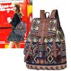 Ethnic Style Retro Women's Backpack Personalized Fashion Pattern Plaid Double Shoulder Bags Casual Large Capacity Drawstring Female Travel Rucksacks