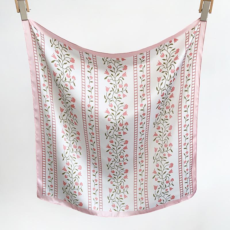 Korean version of literary and artistic floral small fresh silk scarf square scarf women s neck spring and summer new neck protection versatile 65*65