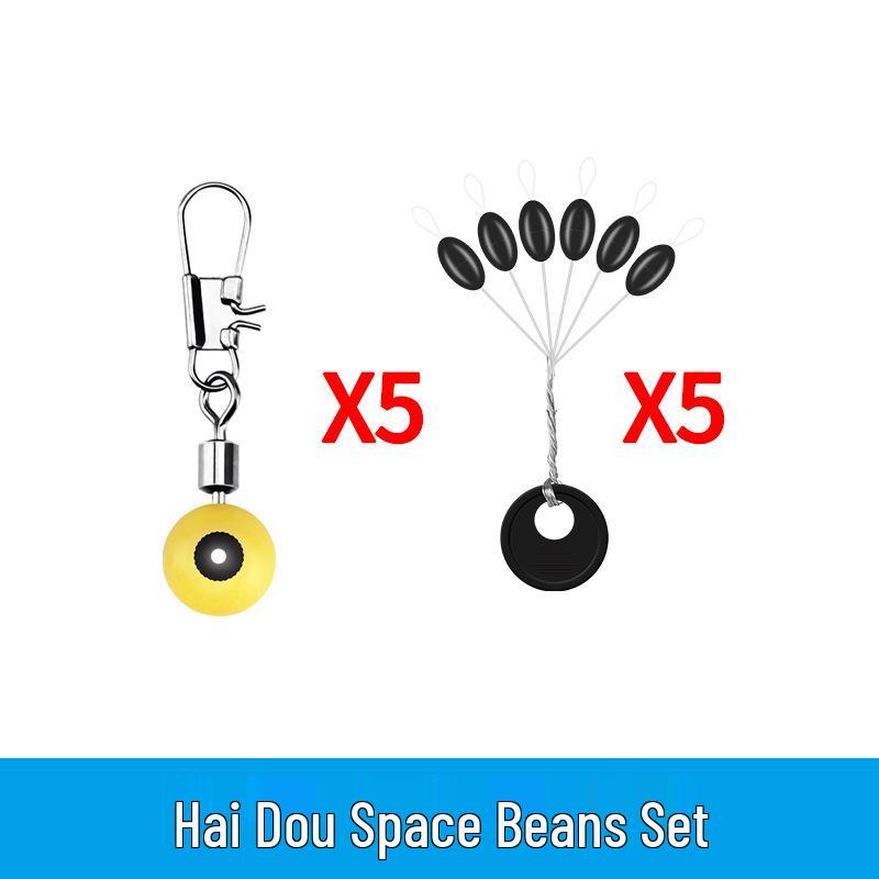 Fishing Tackle Set: Bean-Shaped Float, Connector, Safety Pin, and Figure-Eight Ring for Sea Rod