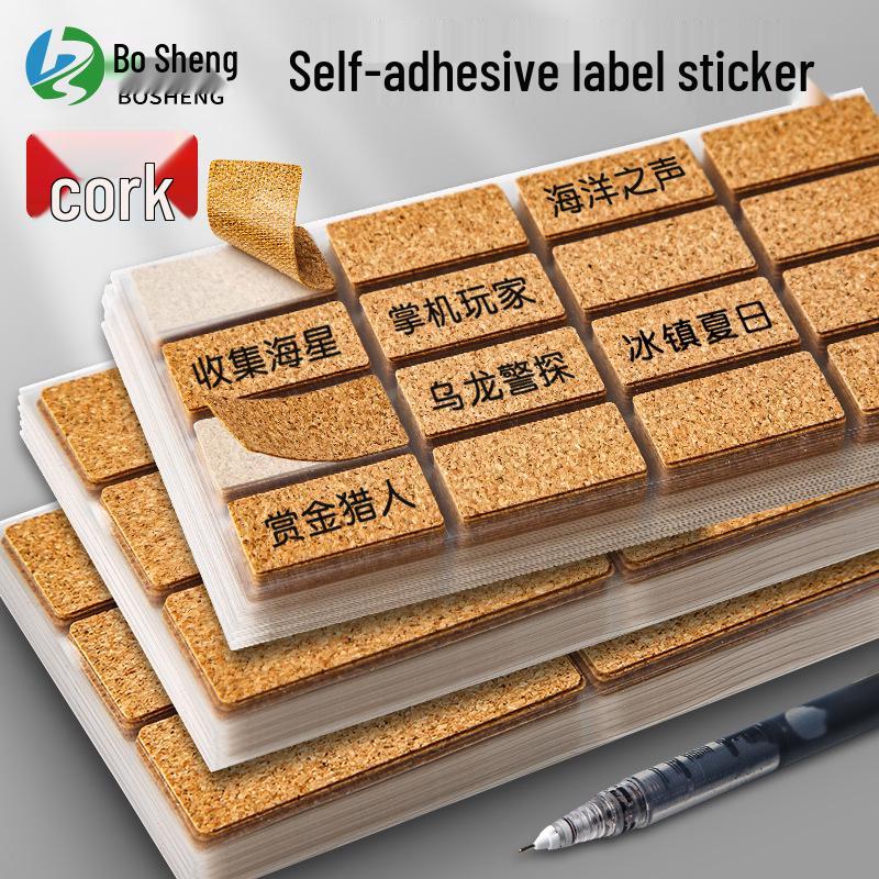 Traceless Self-Adhesive Waterproof Cork Grain Kitchen Label Stickers