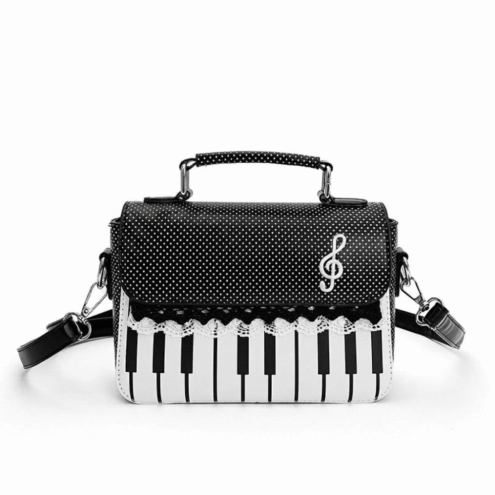 PU Leather Piano Note Crossbody Bag Polka Dot Handbag Versatile Square Shoulder Bag  Travel