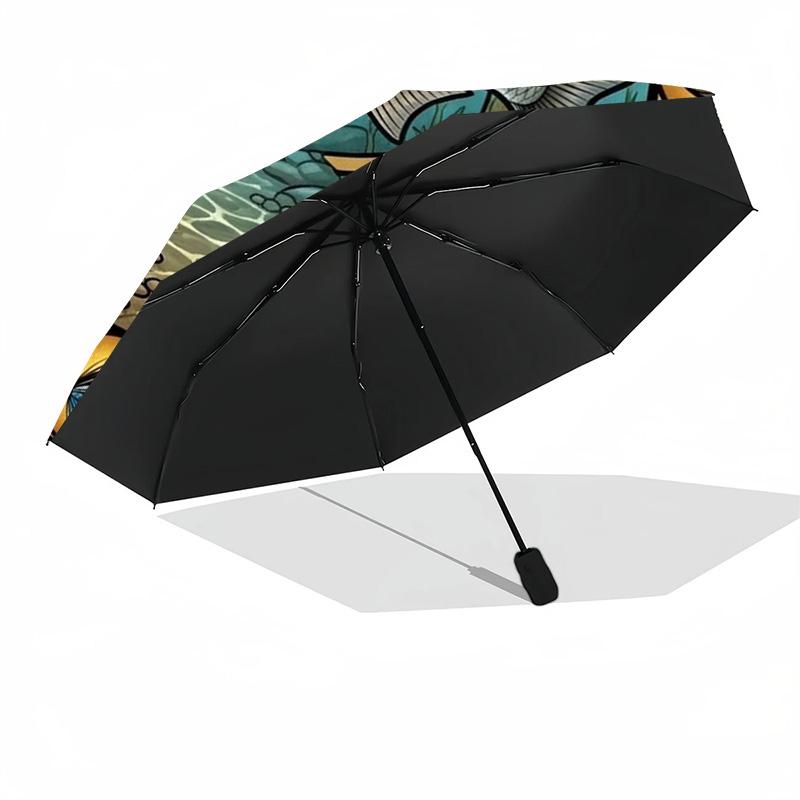River Glass pattern umbrella, portable and foldable design, 8 ribs, a casual accessory for Halloween, Christmas, and birthday gifts.