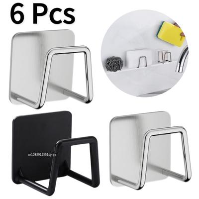Porta spugne per lavello da cucina in acciaio inossidabile, scolapiatti autoadesivo, ganci da parete per cucina, accessori, organizer