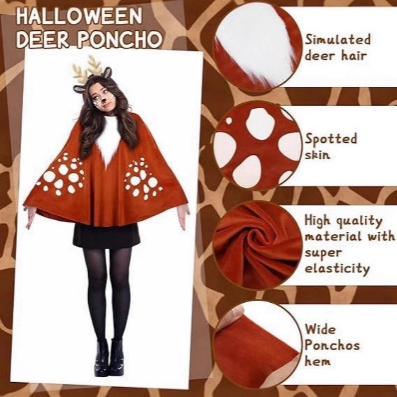 Christmas Deer Costume Set Women'S Adult Reindeer Costume Including Deer Cloak Costume