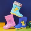 Dinosaur Rain Boots for Kids: Cute Mid-Tube Water Shoes with Velvet Lining for Boys and Girls.