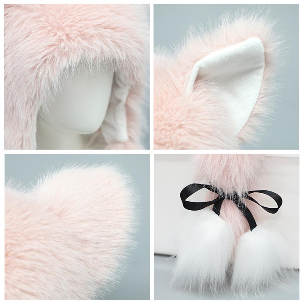 Fursuit Fur Plush Warm Hat Fluffy Costume Party Hat Outdoor Cat Ears Headwear