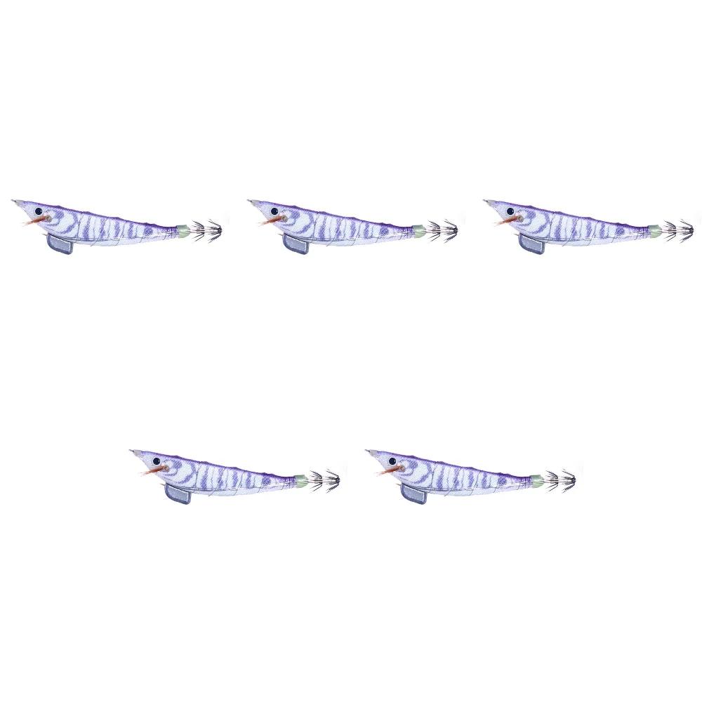 Fishing Wood Shrimp Luminous Squid Hook Octopus Artificial Bait Seawater Fishing Bait Cuttlefish Lure for Night Fishing Freshwat
