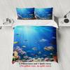 Ocean View Bedding Set Blue Underwater Sea Life Coral Reef Fish And Turtle Print Bedding Duvet Cover Pillowcases For Bedroom