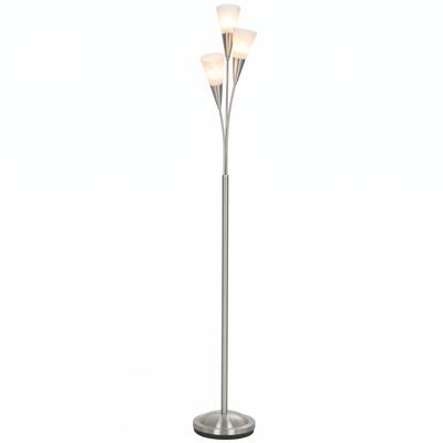 Floor Lamp Living Room 40W Standing Lamp with Foot Switch, 3 X E14 Socket for Bedroom, Office, Without Bulb, Silver