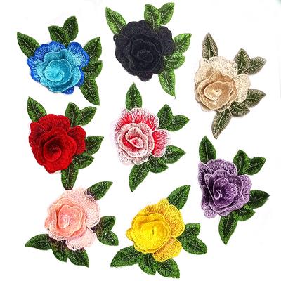 Water-soluble Three-dimensional Multi-color Multi-layer Embroidery Cloth Sticker, Heavy Industry Yarn-dyed Embroidery Rose DIY Lace Accessories