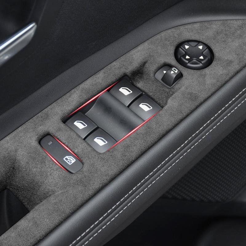 For Peugeot 4008 5008 2017-2023 Alcantara Suede Car Central Gear Knob Cover Shifter Panel Window Lift Frame Interior Accessories