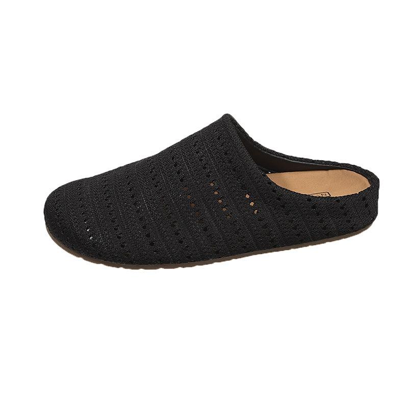 Flat-bottomed bag head slippers women's outer wear summer new fashion hollow fabric lazy one-footed cool slippers women