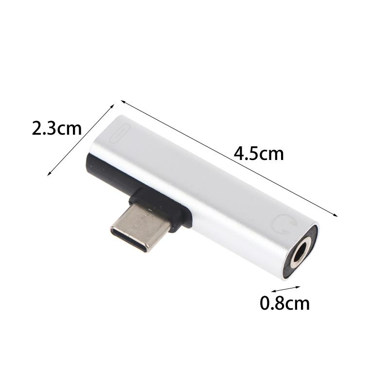Type-C Dual 2-in-1 Audio Charger Adapter Listen To Songs Charge Simultaneously For Android USB C Phones Office