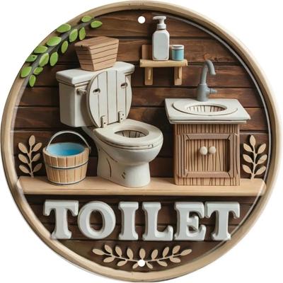Toilet Restroom Metal Sign 20x20cm, Indoor Outdoor Bathroom Plaque