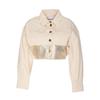Pinko Metallic Patchwork Short Casual Denim Jacket Women Jackets Beige 102944A1MR-CH7