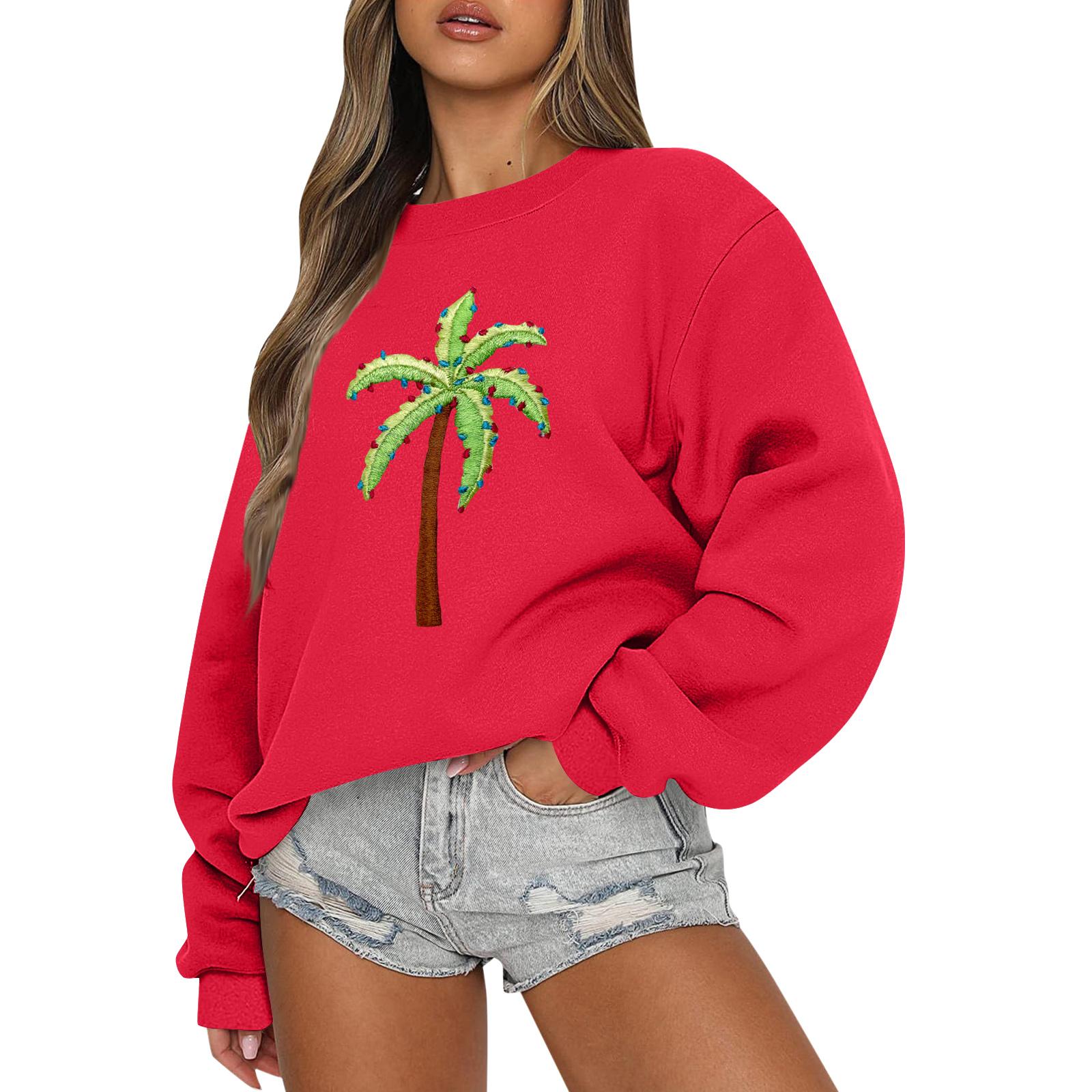 

Женские топы Женский свитшот с длинным рукавом Повседневный с круглым вырезом Свободного кроя Пуловер Флисовые топы L