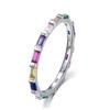 New Trendy Rainbow Simulated Diamond Stackable 925 Sterling Silver Eternity Ring for Women Wedding Finger Band Gift Z30