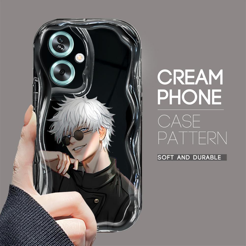 

Милый мультяшный узор, кремовая текстура, мягкий силиконовый чехол с волнистыми краями, чехол для телефона для OPPO Reno Realme Realme 12 Plus 5G чёрный