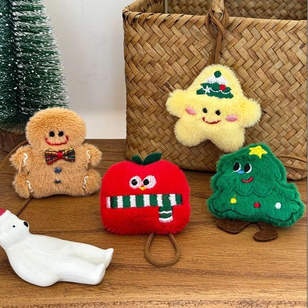 4PCS Anti-Lost Design Plush Keychain Handbag Pendant Santa Claus Pendant  Xmas Gift