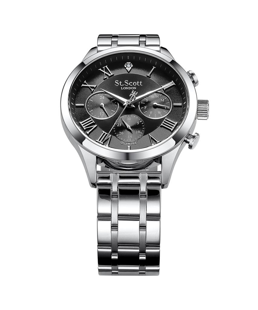 Seinteuseukoteuleondeon Hestia Diamond Multi Watch + Leather Band - Black / St7501M-Sbs1