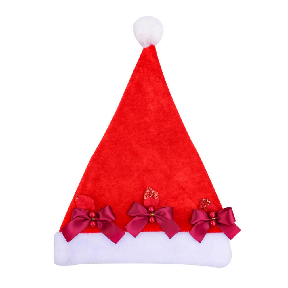 Party Santa Hat Decoration High Plush Santa Hat Festive Plush Velvet Santa Hat with Snowflake Decoration for Adults for New