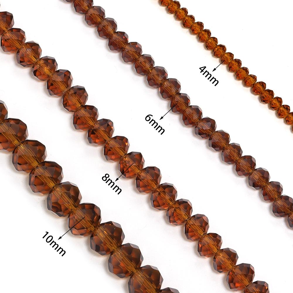 3 4 6 8 10mm Deep Brown Faceted Crystal Beads Glass Beads Loose Spacer Bead For Jewelry Making DIY Bracelet Necklace Accessories