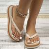 Women's Outdoor Platform Wedge Sandals Girls Popular Bohemian Style Thick Soft Soled Summer Casual Fashionable Flip Flops