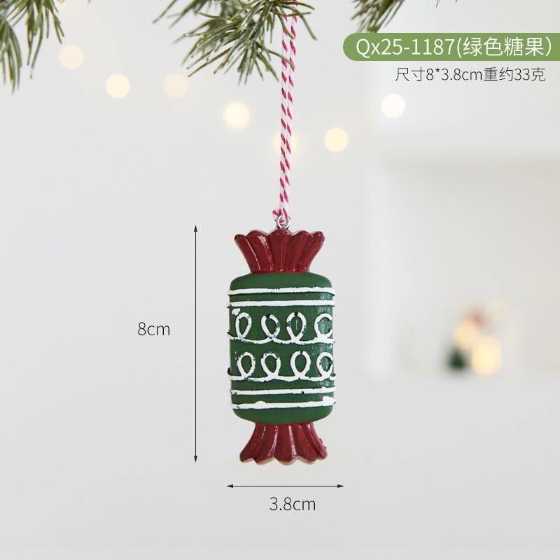 Christmas Decorations Set Resin Hanging Ornaments Candy Cane Tree Sock Snow Cone House Wreath Hotel Mall Party