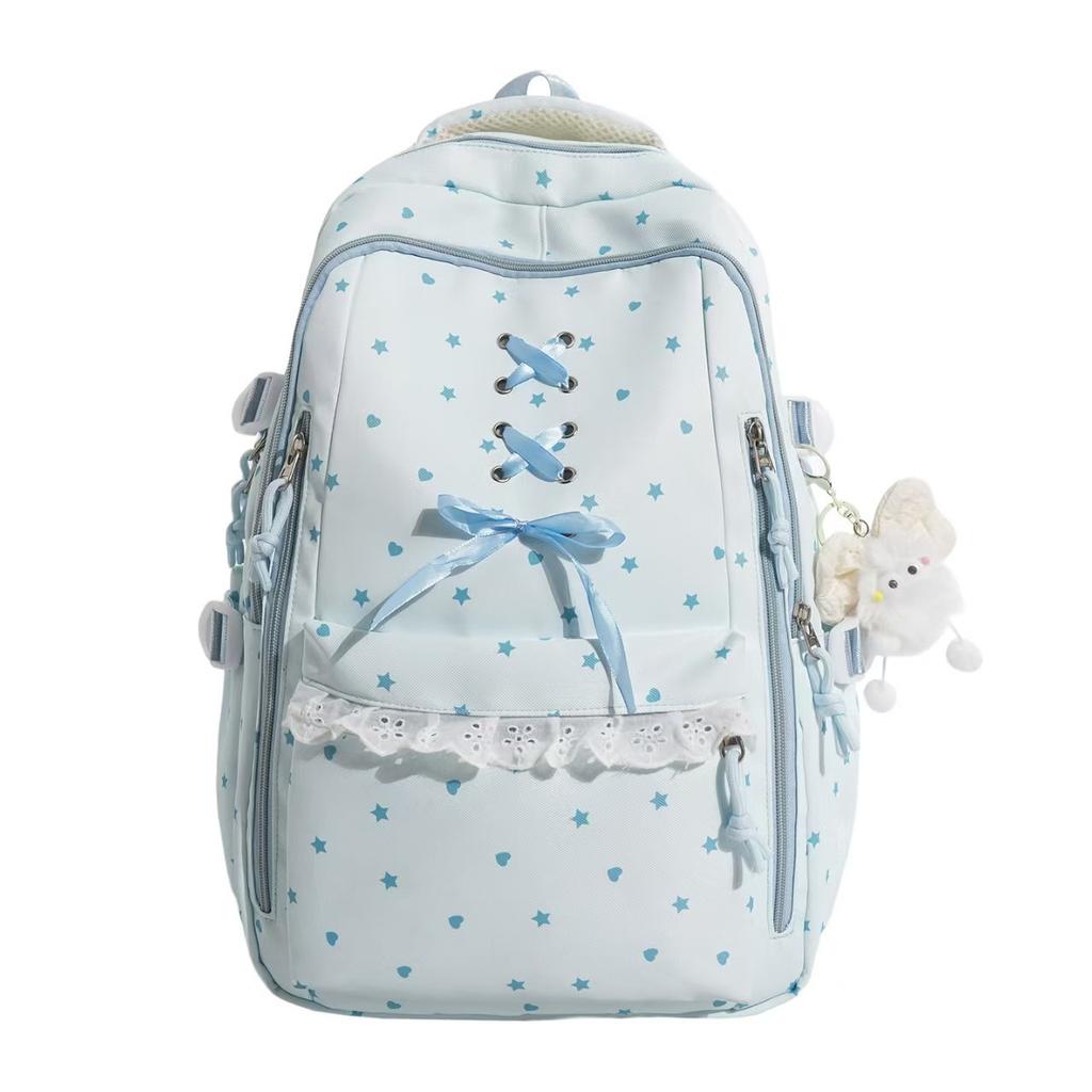 Schoolbag New Junior High School Girls Girl Heart Atmosphere Polka Dot Large Capacity Schoolbag Versatile High Value Female Student Backpack