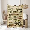 1 pièce Couverture épaisse en flanelle avec imprimé de poisson nord-américain chaude douce pour la peau couverture pour canapé-lit lavable en machine quatre saisons