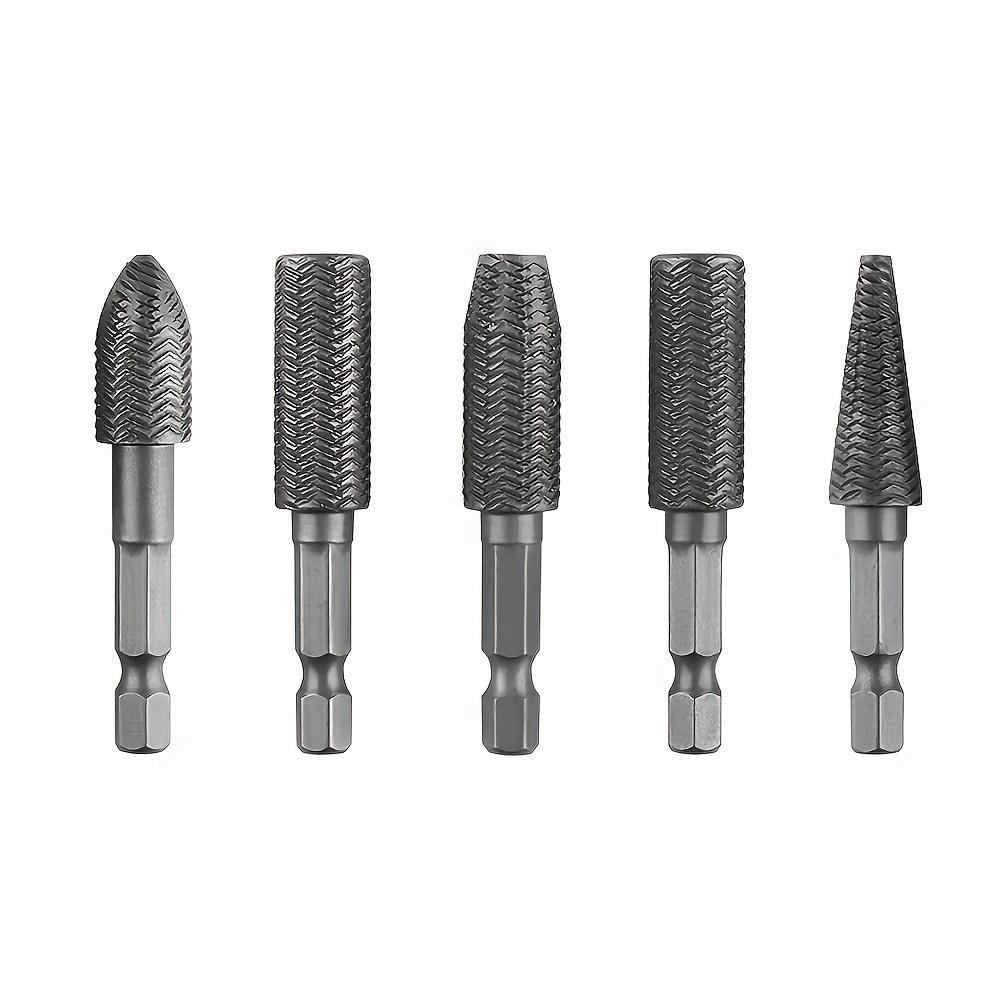 

5pcs Hex Shank Rotary Steel File Set for Drilling, Grinding, Sanding & Engraving - Durable Carbon Steel, Dark Gray 58mm
