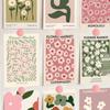 Qiyu 15-Piece Floral Art Postcard & Wall Sticker Set for Dorm and Desk Decor