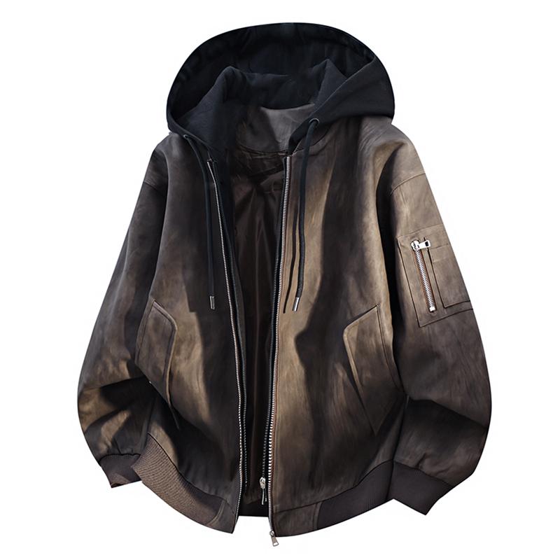 Men's Faux Two-Piece PU Leather Jacket: Windproof, Loose Fit, Youth Style for Autumn/Winter