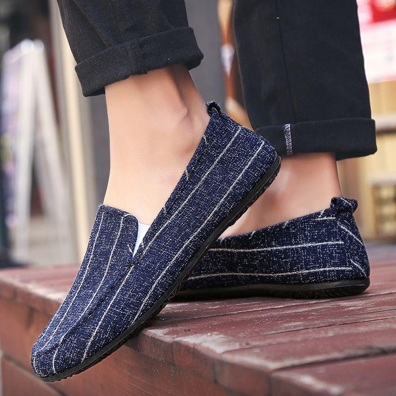 Herrskor Gamla Peking Canvas Skor Herrskor Fritidsskor Andningsbara och Bekväma Tygskor