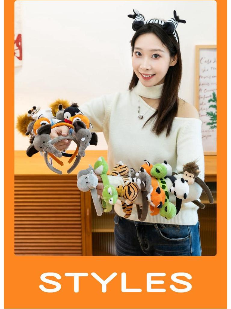 Cute Cartoon Plush Animal Ears Headband - Funny Face-Washing Hair Accessory