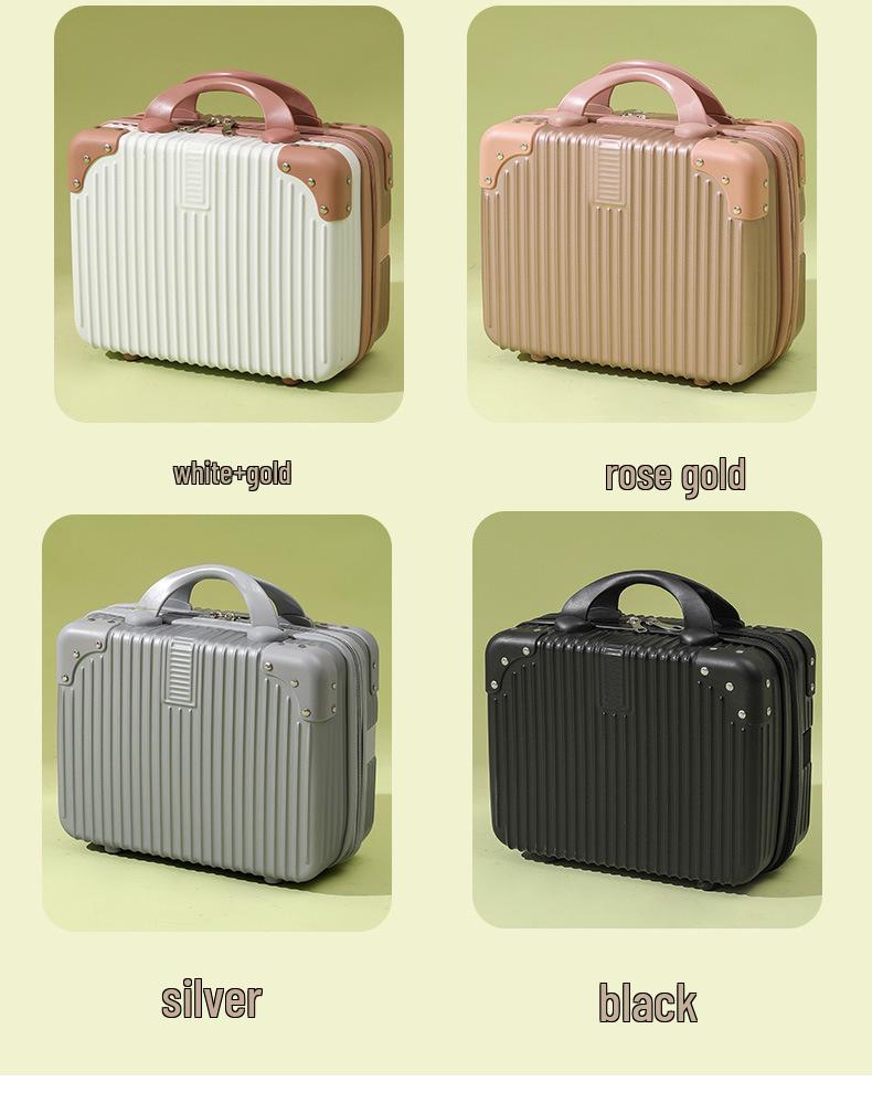 Personalized 14" Mini Makeup Suitcase: Ultra-Light Handbag with Small Gift Box and Password Lock.