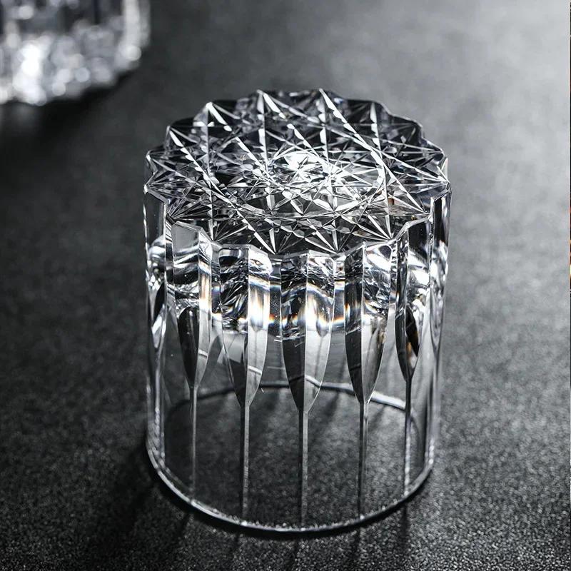 

Modern Upscale Asterism Old Fashioned Whiskey Tumbler Hand Carve Kaleidoscope Crystal Whisky Collins Highball Glass XO Wine Cup 240 - 300ml