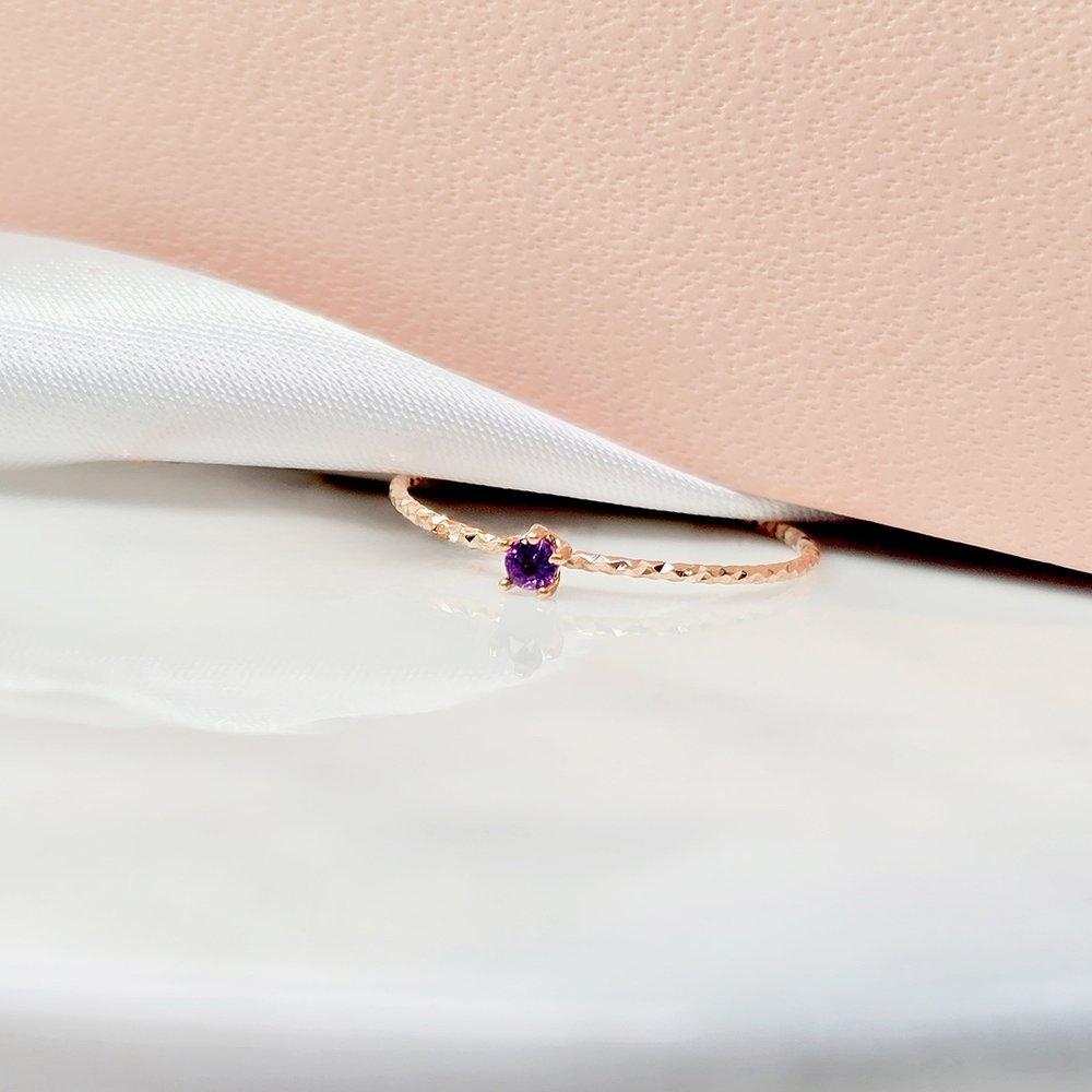 14K Birthstone Cut Amethyst Ring