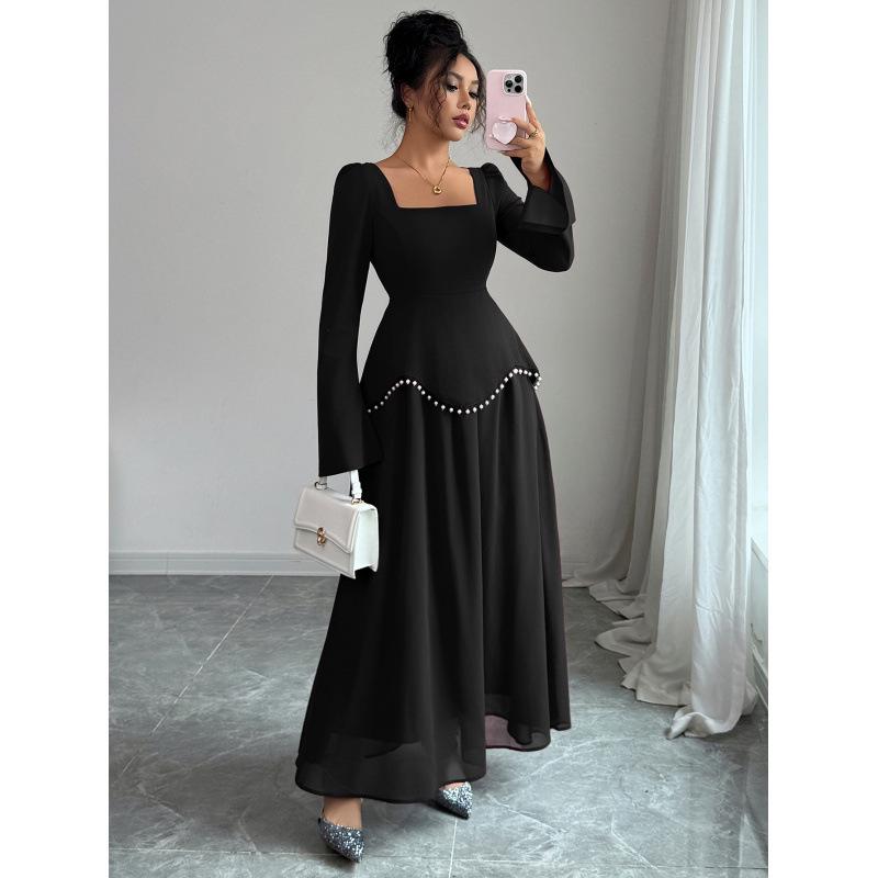 2025 Elegant Long Sleeve Evening Gown - Women's Autumn Winter High-End Dress