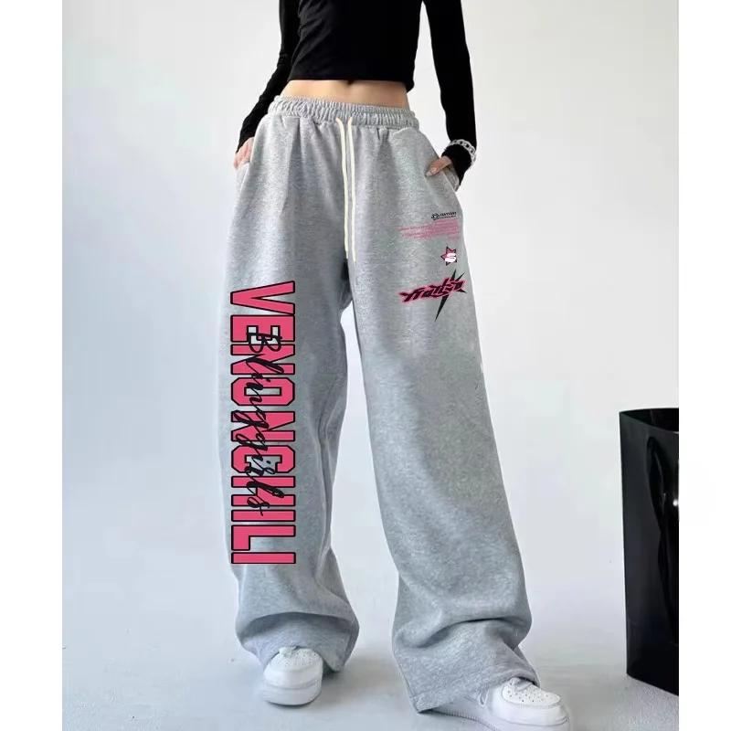 Women's Hip Hop Loose Trousers Wide Leg Pants Drapey Print Street Dance Drawstring Loose Fit for Kids