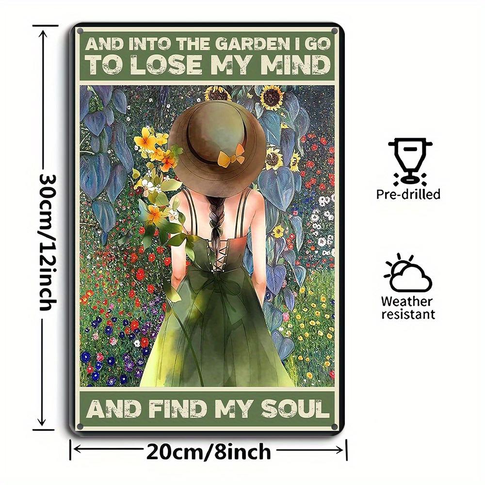 Funny "And Into The Garden I Go" Sign: Women's Garden Gift for Yard, Backyard, Patio & Porch Decor, 12" x 8"