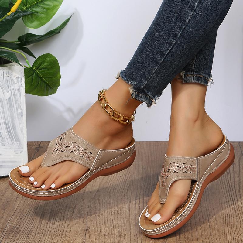 Fashion New Women Platform Sandals Beach Casual Wedges Flip Flops Premium Orthopedic Open Toe Big Toe Anti-slip Outdoor Leather Shoes