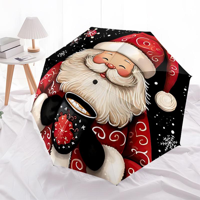 1pc Christmas Fashionable Automatic Opening/Closing Folding Umbrella with 8 Bones, Windproof Portable, Daily Use184