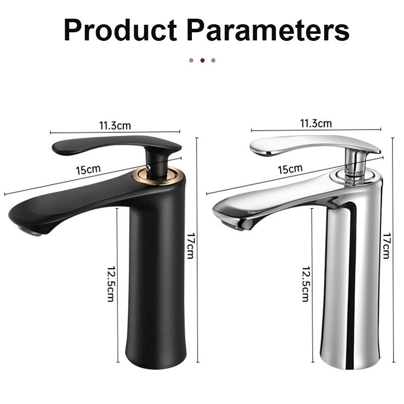 Modern Basin Faucet Chrome Brass Bathroom Mixer Faucet Black Washbasin Faucet Single Handle Single Hole Wash Sink Water Tap