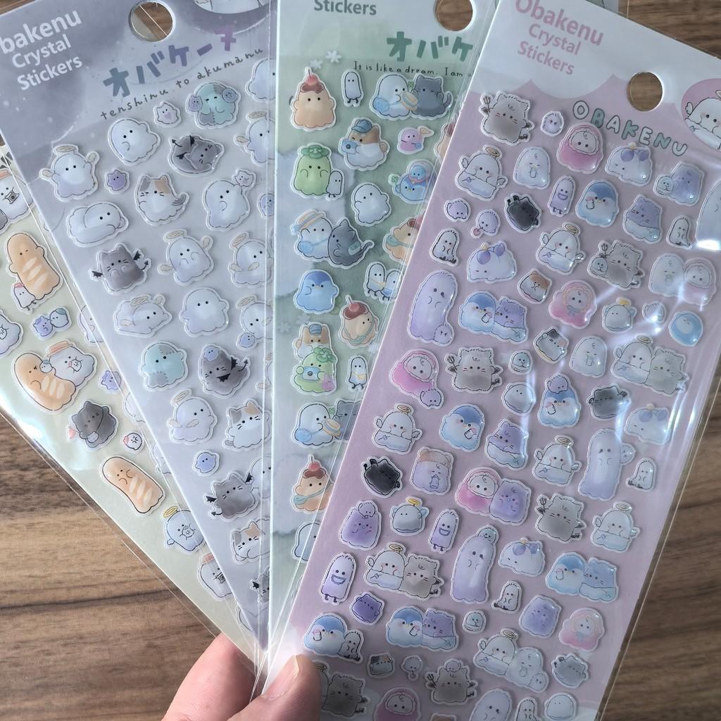 4 Pcs Crystal Epoxy Resin Cute Ghost Stickers Multiple Styles Cartoon Decor for Diaries Laptops BulingBulingStickers Store