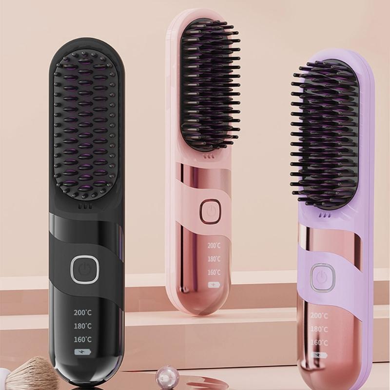 Double Purpose Hair Styler Brush USB Charging Hair Straightener 3600mAh Battery Ideal for Travel Efficient Styling