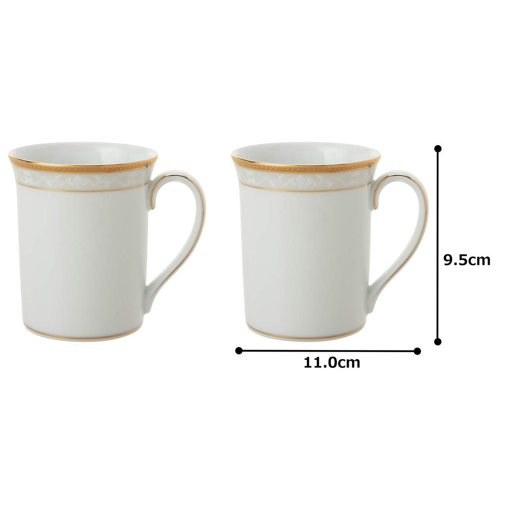 Noritake Mugs 310cc Hampshire Gold 2 Pieces Fine Porcelain (Pair Set) P91332/4335