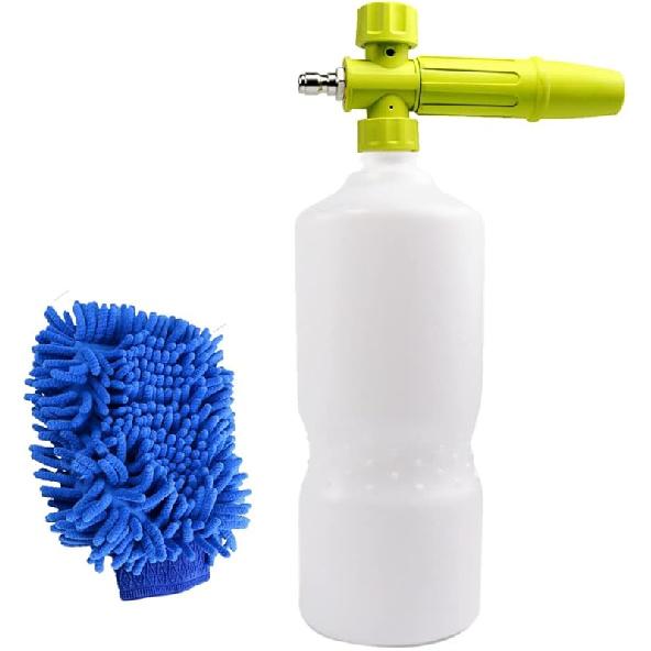 Foam Cannon 1 L Bottle Car Wash Snow Foam Lance With 1/4" Quick Connector Pressure Power Jet Washer Quick Release Adjustable Nozzle
